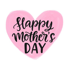 Happy Mothers Day modern calligraphy watercolor heart inscription