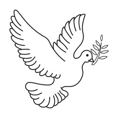 Dove of Peace with olive branch vector illustration symbols coloring page