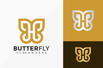 Letter H Butterfly Logo Design. Abstract emblem, designs concept, logos, logotype element for template.