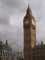 London, United Kingdom - March 25 2005: Westminster palace with the tower bell called Big Ben, in a sunny day.