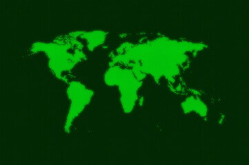 Green background with world map matrix style, 3d illustration