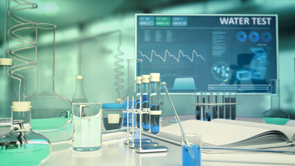 cg medicine 3d illustration, laboratory fresh water sample test