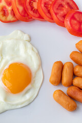 american breakfast with sausage egg and tomato