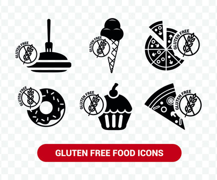 Vector image. Icons of different types of gluten free food.