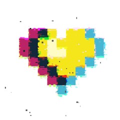 Obraz premium Isolate on white background, pixel art, heart, love symbol