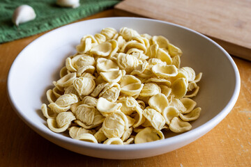 orecchiette, typical pasta from southern Italy. 