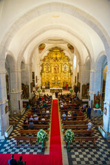 Fototapeta premium CHURCH INTERIOR DURING A WEDDING CELEBRATION