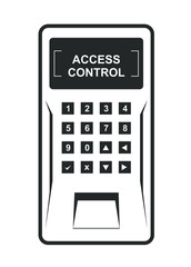 Fingerprint scanner with keypad. Electronic access control lock device, isolated on a white background. Digital security illustration.