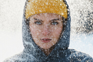 Young athletic woman wearing sportswear ready for a winter workout
