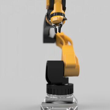 3d robotic arm, rendered yellow and black