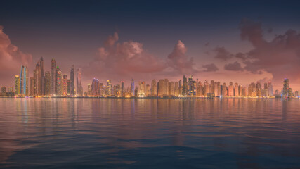 Fototapeta na wymiar Cityscape of Dubai with modern diversity in architecture styles