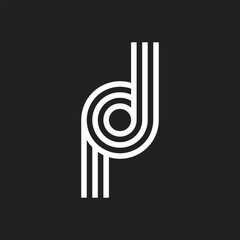 Letter PD DP POD DOP logo with black and white background