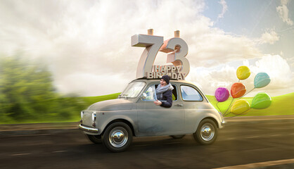 Geburtstagsauto Happy Birthday 73