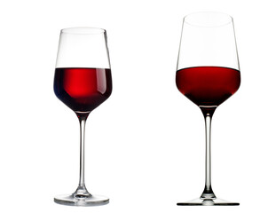 Red wine in a glass isolated on white background