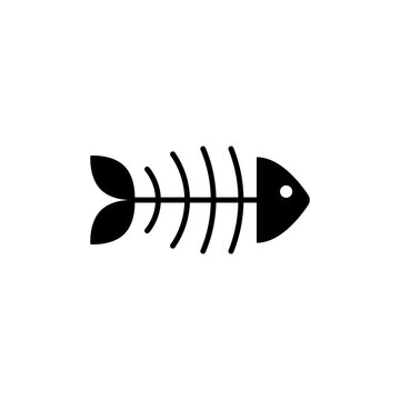 Fish skeleton black icon sign