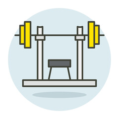 Adjustable Weight Lifting Squat Rack Gym Bench Press Concept Vector color line Icon Design, Gym Fitness symbol on white background, Workout exercise equipment stock illustration