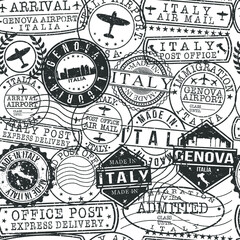 Genova Italy Italy Stamps Background. City Stamp Vector Art. Postal Passport Travel. Design Set Pattern.