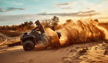 Cross-country quad bike race, extreme sports