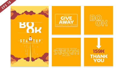 Book cover and book content design set vector color yellow background brochure flyer presentation flyer magazine report vector