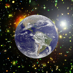 Abstract space background with earth. The elements of this image furnished by NASA.