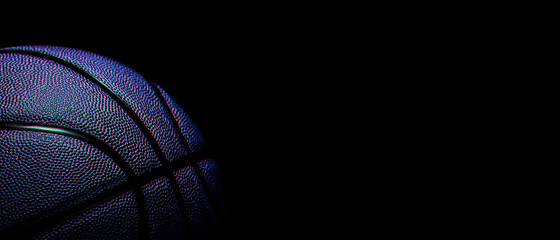 Closeup detail of blue basketball ball texture background. Team sport concept. Sports background...