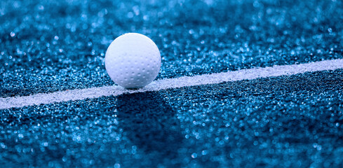 White ball for playing field hockey. Blue color filter