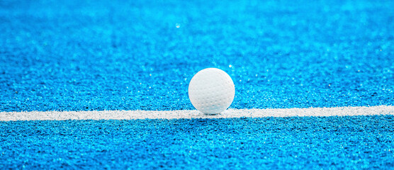 White ball for playing field hockey. Blue color filter