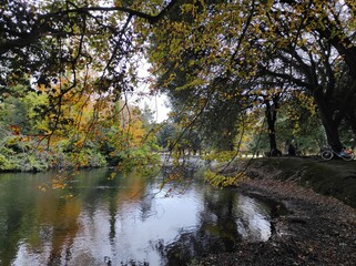 park and water and fall