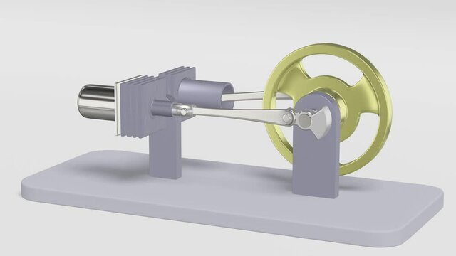 Model of working stirling engine - rendered 3d animation
