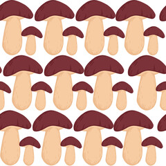 Seamless pattern red edible mushrooms vector illustration