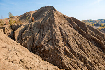 Konduki, Tula region, Romancevskie mountains, Abandoned Ushakov quarries. Turquoise water lakes and...