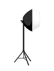 Theater or stage lighting spotlight on tripod vector illustration isolated on white background