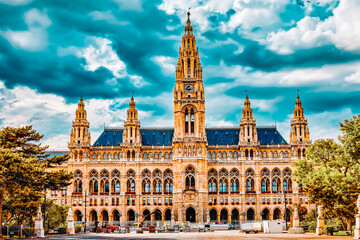 Obraz na płótnie Canvas Vienna's Town Hall (Rathaus) at daytime.Vienna. Austria.
