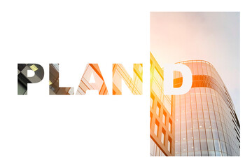 Plan D - against the backdrop of a glowing building