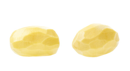 organic peeled potatoes without skin isolated on white background.