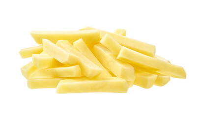 raw french fries isolated on white background.