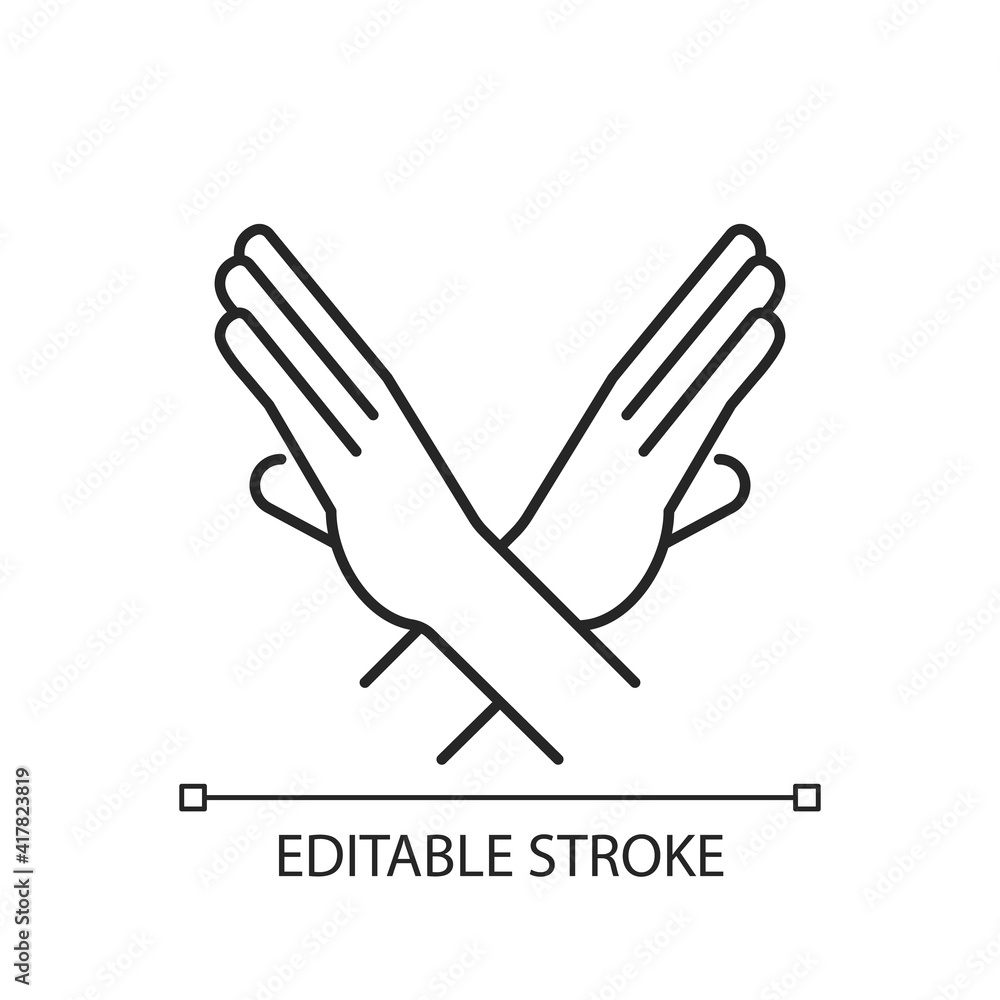 Aufkleber crossed arms, stop gesture linear icon. request to stop action. prohibition of action. thin line cus