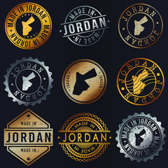 Jordan Business Metal Stamps. Gold Made In Product Seal. National Logo Icon. Symbol Design Insignia Country.