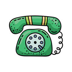 Doodle illustration of a phone in a retro style. Cartoon illustration.