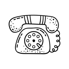 Doodle illustration of a phone in a retro style. Cartoon illustration.