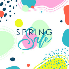 Fototapeta premium Spring. Trendy flowers abstract art template. Suitable for social media posts, mobile apps, banners design. Vector fashion backgrounds. Leaves and plants. Spring holidays. Sale banner