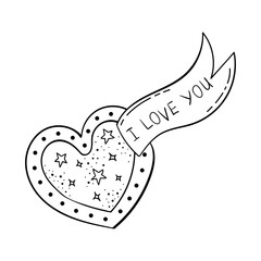 Doodle of beautiful heart illustrations. Valentine card. Template for the design.