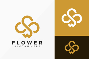 Gold Letter S Flower Logo Design. Abstract emblem, designs concept, logos, logotype element for template.