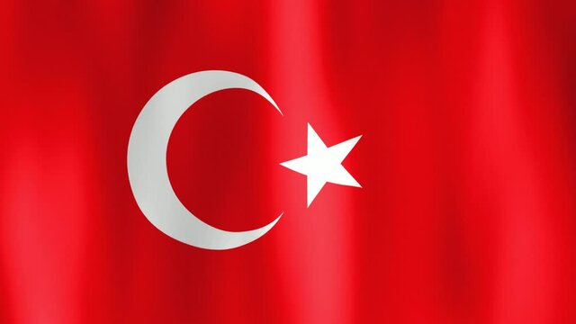 Turkey flag in motion fluttering in light breeze. Wind waves sway Turkey flag. Animated background for announcing events. Video