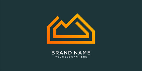 mountain logo template with creative gradient concept