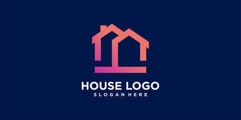 house logo template with creative gradient concept