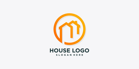 house logo template with creative gradient circle concept