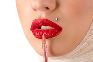 female lips with red lipstick