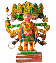 Varanasi / India 27 March 2018 The hand carved wooden toys Panchmukhi Hanuman  at Varanasi  Uttar...