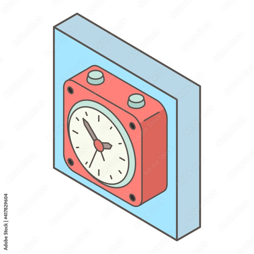 Poster red clock icon. isometric illustration of red clock vector icon for web